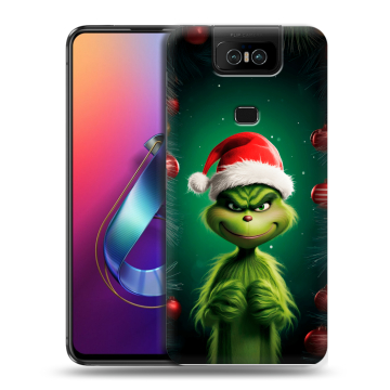 Пластиковый чехол на ASUS ZenFone 6 ZS630KL с принтом Гринч Новый год Рождество