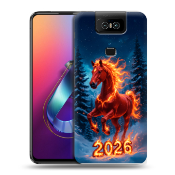 Пластиковый чехол на ASUS ZenFone 6 ZS630KL с принтом Новый год коня