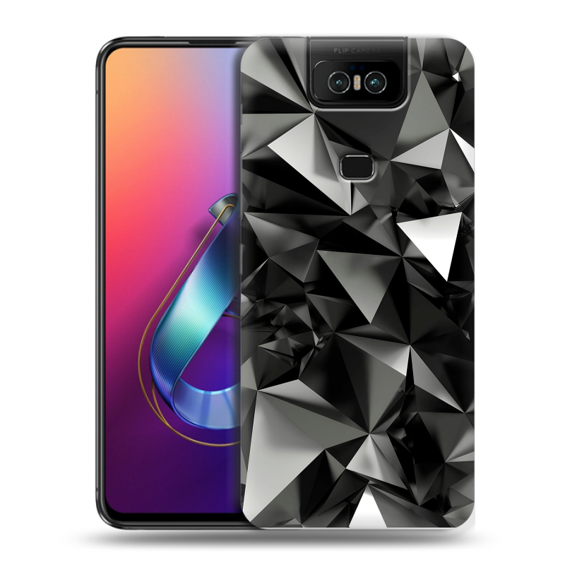 Пластиковый чехол на ASUS ZenFone 6 ZS630KL с принтом Черные кристаллы Пластиковый чехол на ASUS ZenFone 6 ZS630KL с принтом Черные кристаллы