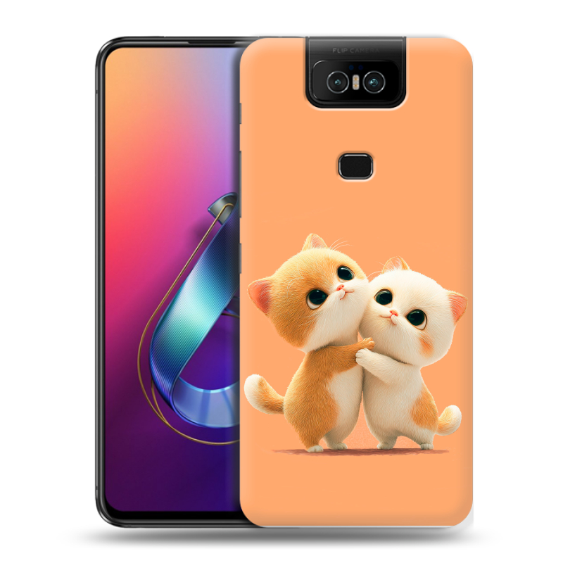 Пластиковый чехол на ASUS ZenFone 6 ZS630KL с принтом Милые котики Пластиковый чехол на ASUS ZenFone 6 ZS630KL с принтом Милые котики