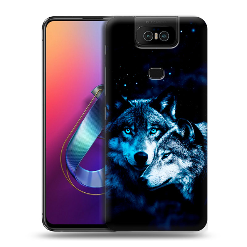 Пластиковый чехол на ASUS ZenFone 6 ZS630KL с принтом Волки Пластиковый чехол на ASUS ZenFone 6 ZS630KL с принтом Волки