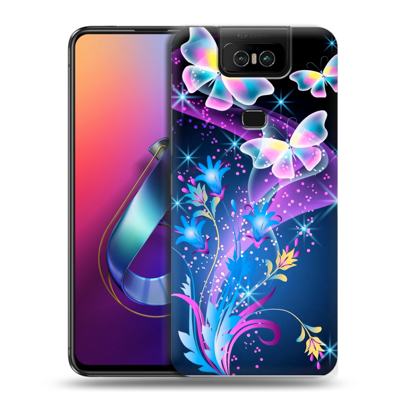 Пластиковый чехол на ASUS ZenFone 6 ZS630KL с принтом Бабочки Пластиковый чехол на ASUS ZenFone 6 ZS630KL с принтом Бабочки