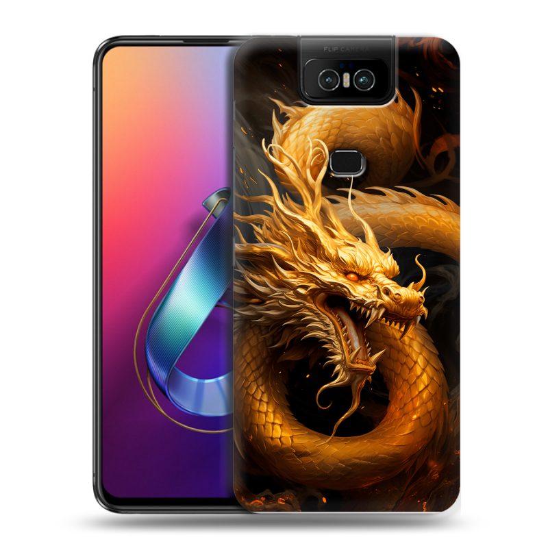 Пластиковый чехол на ASUS ZenFone 6 ZS630KL с принтом Золотой дракон Пластиковый чехол на ASUS ZenFone 6 ZS630KL с принтом Золотой дракон