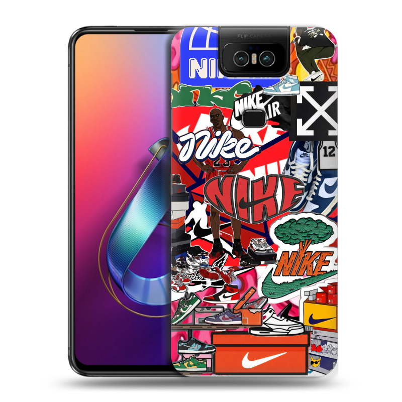 Пластиковый чехол на ASUS ZenFone 6 ZS630KL с принтом Найк Nike яркий Пластиковый чехол на ASUS ZenFone 6 ZS630KL с принтом Найк Nike яркий