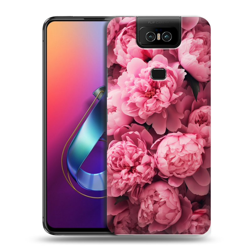 Пластиковый чехол на ASUS ZenFone 6 ZS630KL с принтом цветы пионы Пластиковый чехол на ASUS ZenFone 6 ZS630KL с принтом цветы пионы