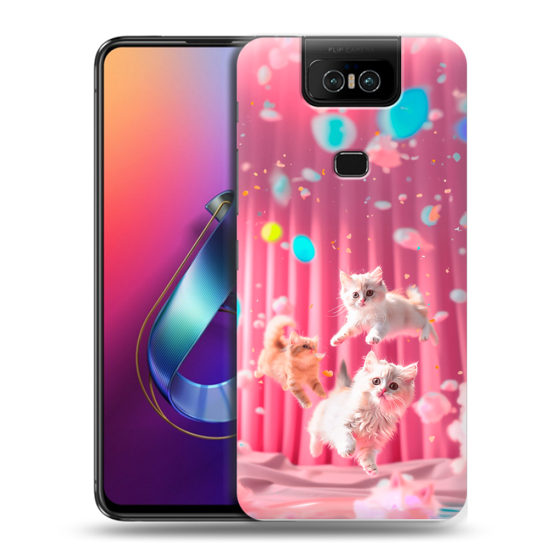 Пластиковый чехол на ASUS ZenFone 6 ZS630KL с принтом милые котики Пластиковый чехол на ASUS ZenFone 6 ZS630KL с принтом милые котики