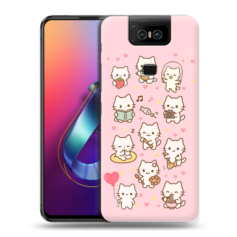 Пластиковый чехол на ASUS ZenFone 6 ZS630KL с принтом Hello Kitty Хелоу Кити Пластиковый чехол на ASUS ZenFone 6 ZS630KL с принтом Hello Kitty Хелоу Кити