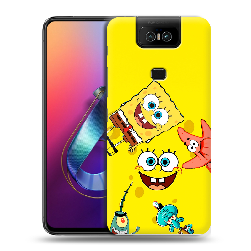 Пластиковый чехол на ASUS ZenFone 6 ZS630KL с принтом Спанч боб Спанчбоб Пластиковый чехол на ASUS ZenFone 6 ZS630KL с принтом Спанч боб Спанчбоб