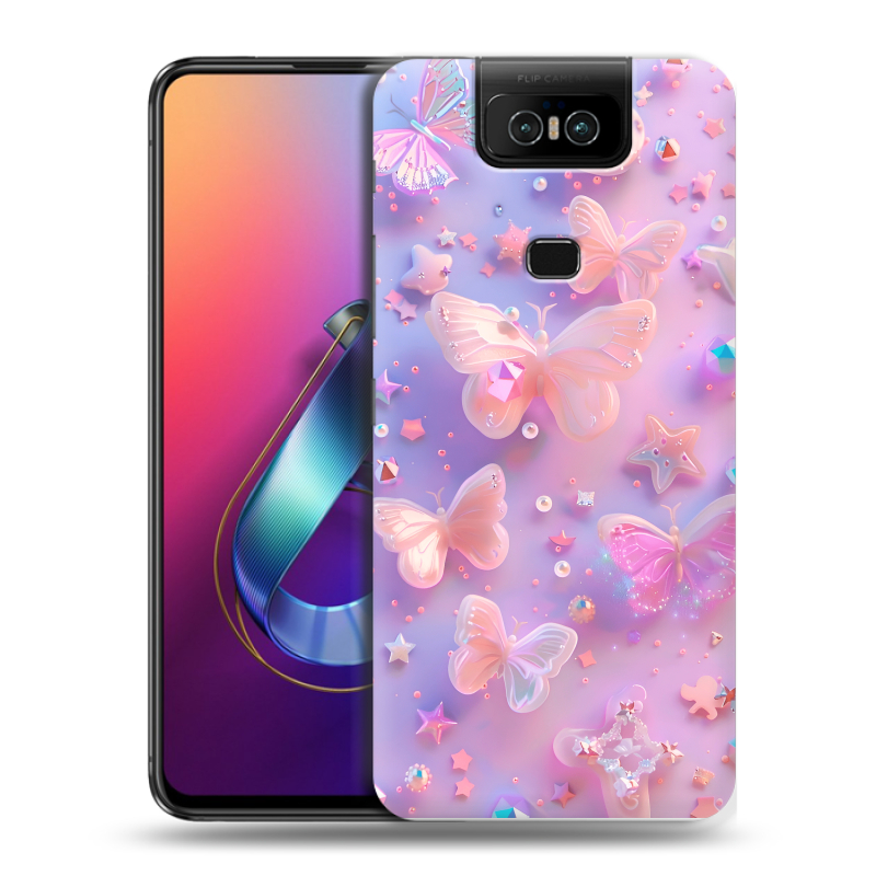 Пластиковый чехол на ASUS ZenFone 6 ZS630KL с принтом Бабочки Пластиковый чехол на ASUS ZenFone 6 ZS630KL с принтом Бабочки