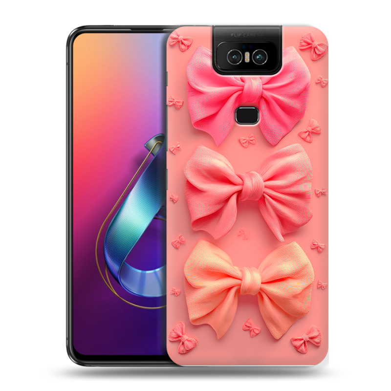 Пластиковый чехол на ASUS ZenFone 6 ZS630KL с принтом Розовые бантики Пластиковый чехол на ASUS ZenFone 6 ZS630KL с принтом Розовые бантики