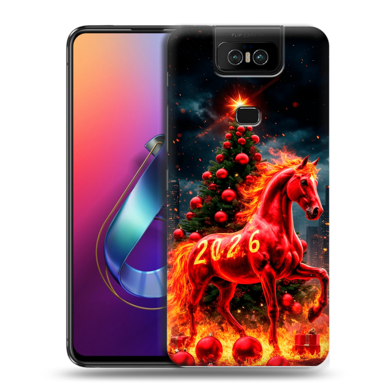 Пластиковый чехол на ASUS ZenFone 6 ZS630KL с принтом Новый год Пластиковый чехол на ASUS ZenFone 6 ZS630KL с принтом Новый год