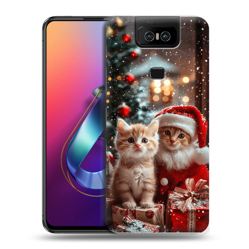 Пластиковый чехол на ASUS ZenFone 6 ZS630KL с принтом Новый год Пластиковый чехол на ASUS ZenFone 6 ZS630KL с принтом Новый год