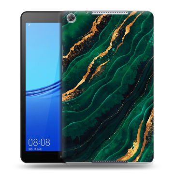 Силиконовый чехол на планшета Huawei MediaPad M5 lite 8 с принтом Мрамор зеленое золото Силиконовый чехол на планшета Huawei MediaPad M5 lite 8 с принтом Мрамор зеленое золото