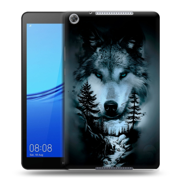 Силиконовый чехол на планшета Huawei MediaPad M5 lite 8 с принтом Лесной волк Силиконовый чехол на планшета Huawei MediaPad M5 lite 8 с принтом Лесной волк