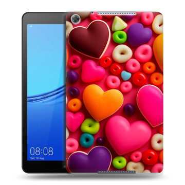 Силиконовый чехол на планшета Huawei MediaPad M5 lite 8 с принтом Сердечки Силиконовый чехол на планшета Huawei MediaPad M5 lite 8 с принтом Сердечки