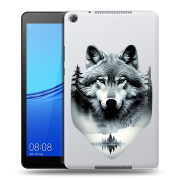 Силиконовый чехол на Huawei MediaPad M5 lite 8 с принтом Волк в лесу