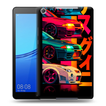 Силиконовый чехол на Huawei MediaPad M5 lite 8 с принтом Гоночные машины Силиконовый чехол на Huawei MediaPad M5 lite 8 с принтом Гоночные машины