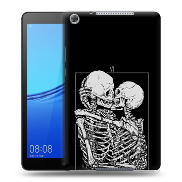 Силиконовый чехол на Huawei MediaPad M5 lite 8 с принтом Поцелуй скелетов