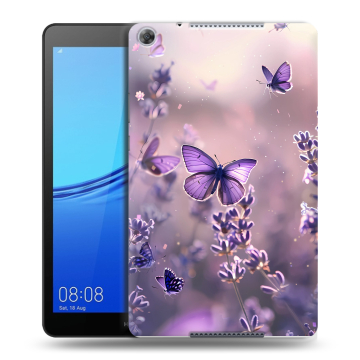 Силиконовый чехол на Huawei MediaPad M5 lite 8 с принтом бабочки и лаванда