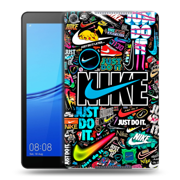Силиконовый чехол на Huawei MediaPad M5 lite 8 с принтом найк nike черный Силиконовый чехол на Huawei MediaPad M5 lite 8 с принтом найк nike черный