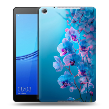 Силиконовый чехол на Huawei MediaPad M5 lite 8 с принтом голубые орхидеи