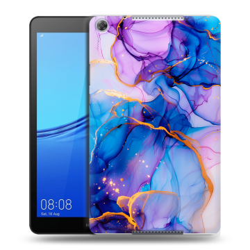 Силиконовый чехол на Huawei MediaPad M5 lite 8 с принтом синий мрамор