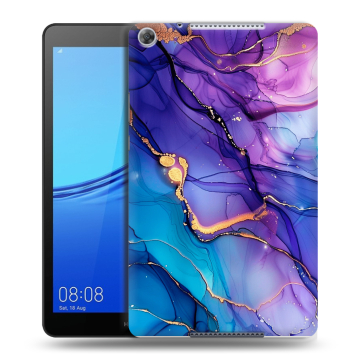 Силиконовый чехол на Huawei MediaPad M5 lite 8 с принтом синий мрамор