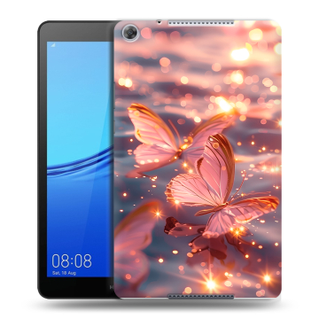Силиконовый чехол на Huawei MediaPad M5 lite 8 с принтом бабочки розовые