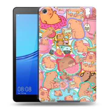 Силиконовый чехол на Huawei MediaPad M5 lite 8 с принтом капибары Силиконовый чехол на Huawei MediaPad M5 lite 8 с принтом капибары