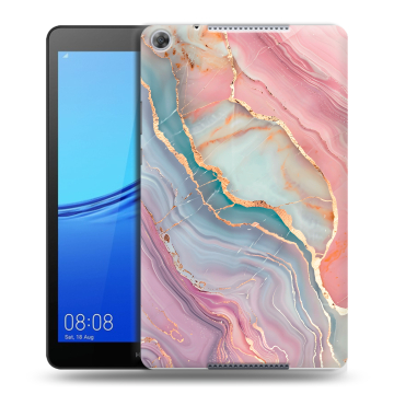 Силиконовый чехол на Huawei MediaPad M5 lite 8 с принтом розовый мрамор