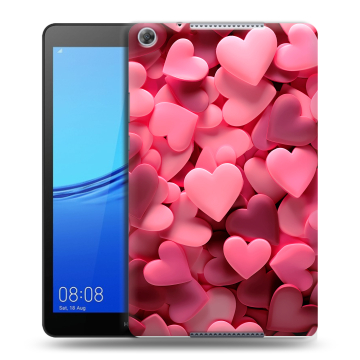 Силиконовый чехол на Huawei MediaPad M5 lite 8 с принтом розовые сердечки