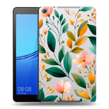 Силиконовый чехол на Huawei MediaPad M5 lite 8 с принтом Цветы паттерн Силиконовый чехол на Huawei MediaPad M5 lite 8 с принтом Цветы паттерн