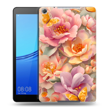 Силиконовый чехол на Huawei MediaPad M5 lite 8 с принтом Цветы и бабочки Силиконовый чехол на Huawei MediaPad M5 lite 8 с принтом Цветы и бабочки