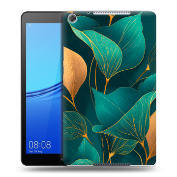 Силиконовый чехол на Huawei MediaPad M5 lite 8 с принтом Листья и золото Силиконовый чехол на Huawei MediaPad M5 lite 8 с принтом Листья и золото
