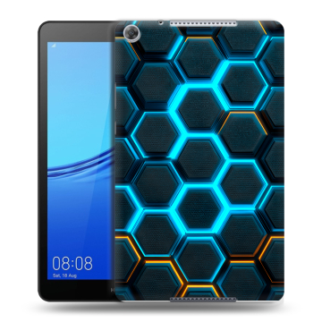 Силиконовый чехол на Huawei MediaPad M5 lite 8 с принтом Неоновые соты Силиконовый чехол на Huawei MediaPad M5 lite 8 с принтом Неоновые соты
