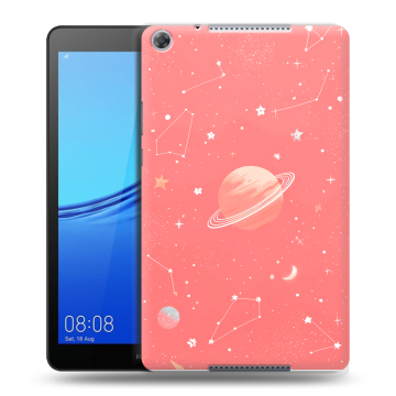 Силиконовый чехол на Huawei MediaPad M5 lite 8 с принтом Розовый космос Силиконовый чехол на Huawei MediaPad M5 lite 8 с принтом Розовый космос