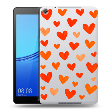Силиконовый чехол на Huawei MediaPad M5 lite 8 с принтом Сердечки Силиконовый чехол на Huawei MediaPad M5 lite 8 с принтом Сердечки