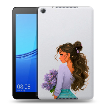 Силиконовый чехол на Huawei MediaPad M5 lite 8 с принтом девушка цветы