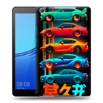 Силиконовый чехол на Huawei MediaPad M5 lite 8 с принтом машины тачки