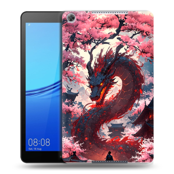 Силиконовый чехол на Huawei MediaPad M5 lite 8 с принтом Дракон Японский Силиконовый чехол на Huawei MediaPad M5 lite 8 с принтом Дракон Японский