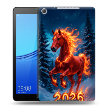 Силиконовый чехол на Huawei MediaPad M5 lite 8 с принтом Новый год коня Силиконовый чехол на Huawei MediaPad M5 lite 8 с принтом Новый год коня