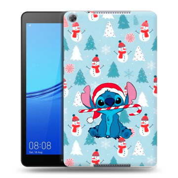 Силиконовый чехол на Huawei MediaPad M5 lite 8 с принтом Стич Новый год Силиконовый чехол на Huawei MediaPad M5 lite 8 с принтом Стич Новый год