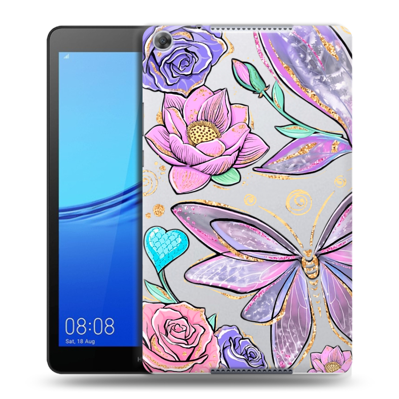 Силиконовый чехол на Huawei MediaPad M5 lite 8 с принтом Бабочки и цветы Силиконовый чехол на Huawei MediaPad M5 lite 8 с принтом Бабочки и цветы