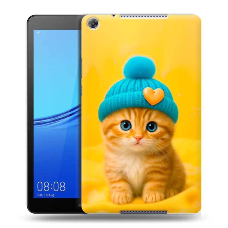 Силиконовый чехол на Huawei MediaPad M5 lite 8 с принтом Котенок в шапке Силиконовый чехол на Huawei MediaPad M5 lite 8 с принтом Котенок в шапке