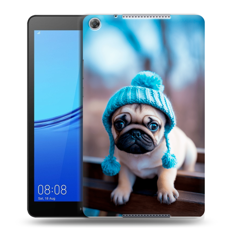 Силиконовый чехол на Huawei MediaPad M5 lite 8 с принтом Мопс в шапке Силиконовый чехол на Huawei MediaPad M5 lite 8 с принтом Мопс в шапке