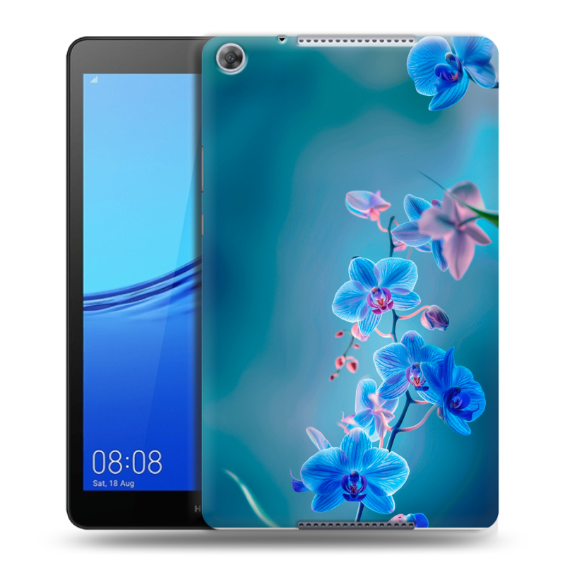 Силиконовый чехол на Huawei MediaPad M5 lite 8 с принтом Голубые цветы Силиконовый чехол на Huawei MediaPad M5 lite 8 с принтом Голубые цветы
