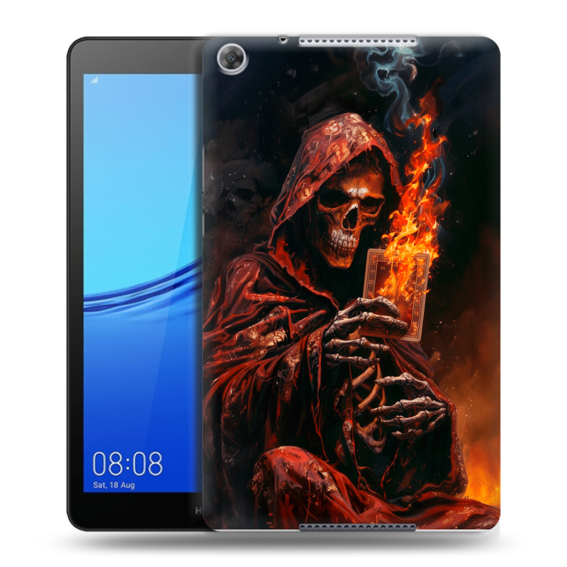 Силиконовый чехол на Huawei MediaPad M5 lite 8 с принтом Скелет и карты Силиконовый чехол на Huawei MediaPad M5 lite 8 с принтом Скелет и карты
