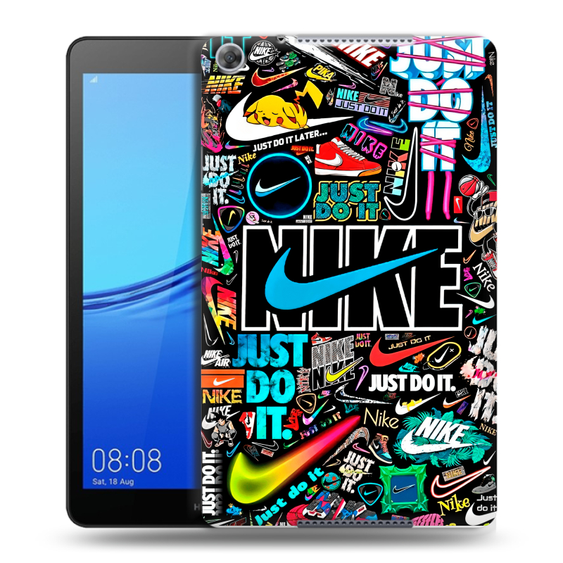 Силиконовый чехол на Huawei MediaPad M5 lite 8 с принтом найк nike черный Силиконовый чехол на Huawei MediaPad M5 lite 8 с принтом найк nike черный