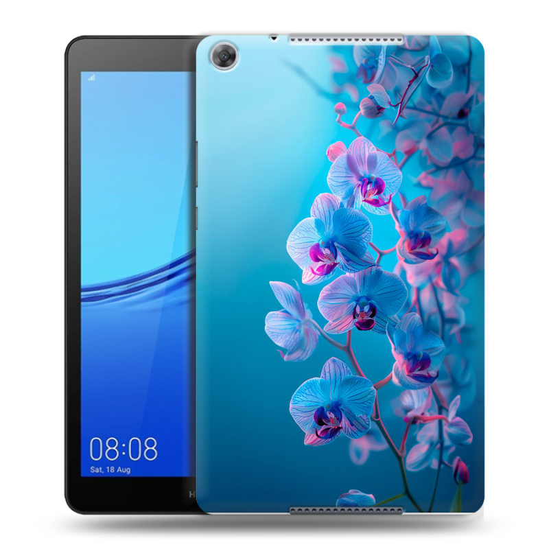 Силиконовый чехол на Huawei MediaPad M5 lite 8 с принтом голубые орхидеи Силиконовый чехол на Huawei MediaPad M5 lite 8 с принтом голубые орхидеи