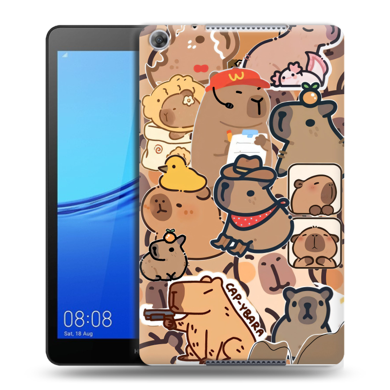 Силиконовый чехол на Huawei MediaPad M5 lite 8 с принтом капибара Силиконовый чехол на Huawei MediaPad M5 lite 8 с принтом капибара